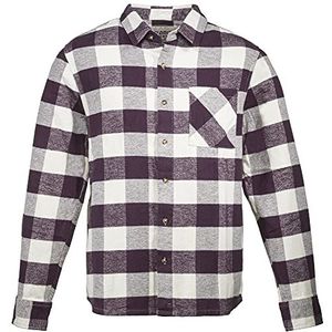 Dolomite Heren Camisa MS Flanel Check Businesshemd, Latte Beige/Cosmic RED, L, Latte Beige/Cosmic Rood, L