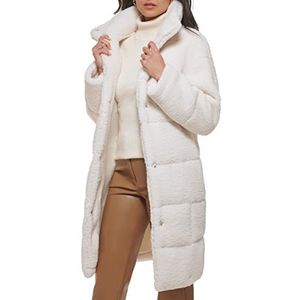 Levi's Dames lange gewatteerde patchwork teddyjas, crème, L, crème, L