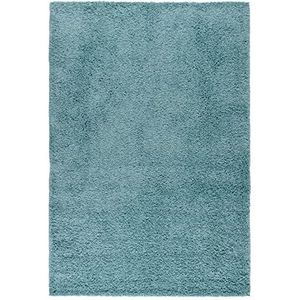 Mynes Home Hoogpolig shaggy tapijt modern eenkleurig turquoise blauw 70x250 cm onderhoudsvriendelijk langpolig woonkamer tapijtloper