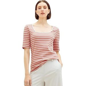 TOM TAILOR T-shirt voor dames, 32395 - Rose Offwhite Stripe, XL