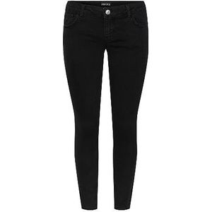 PIECES Pcpeggy Lw Skinny ANK BLC Jeans Noos Cp Jeansbroek voor dames, zwart, (M) W x 30L