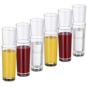 Relaxdays longdrinkglazen - glazen set van 12 - 300 ml - waterglazen - drinkglazen