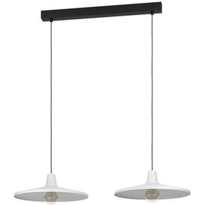 EGLO Hanglamp Miniere, 2-lichts pendellamp boven eettafel, eettafellamp van grijs en zwart metaal, lamp hangend voor woonkamer, E27 fitting, 100 cm