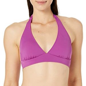 Amazon Essentials Dames lichte ondersteuning stropdas halter bikini badpak top (verkrijgbaar in grote maten), violet, groot
