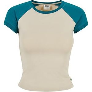 Urban Classics Dames Organic Stretch Short Retro Baseball Tee T-shirt Dames, softseagrass/watergreen, XL