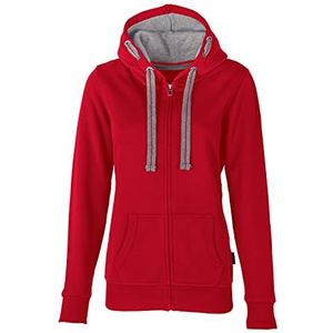 HRM Dames Jas met Capuchon, Rood, Maat M I Premium Hoodie voor Vrouwen met Contrasterende Voering I Basic Hoodie met Rits I Dameshoodie met Rits I Hoge Kwaliteit & Duurzame Dameskleding