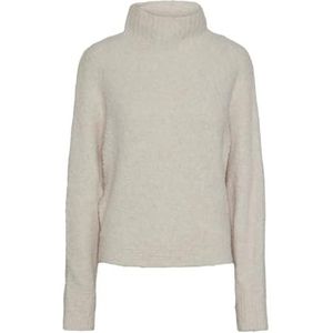 Pcnori Ls High Neck Bat Wing Knit Bc, Birch/Detail: egret, M