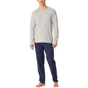 Schiesser Heren pyjama lange Nightwear Set pyjamaset, grijs-melk, 48, grijs gemêleerd, 48