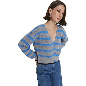 Trendyol Dames Regular Standaard V-hals Gebreide Vest, Grijs, M