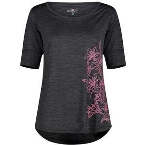 CMP - Dames T-shirt, Antraciet Mel.-Pink Fluo, 44