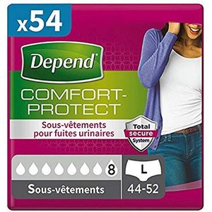 Depend Comfort Protect 9 Vrouwen Ondergoed Maat L (8 Drops) voor Incontinentie Broek – Pack van 6.