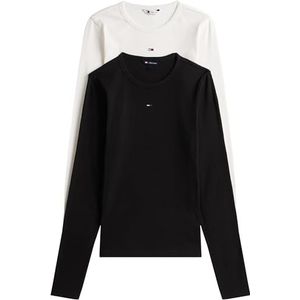 TOMMY JEANS - TJW 2PACK SLIM ESSENTIAL RIB LS - Shirt met Lange Mouwen - Zwart/Ecru