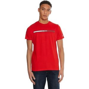 Tommy Jeans Essential Flag Tee T-shirt voor heren, ronde hals, rood (Deep Crimson), L