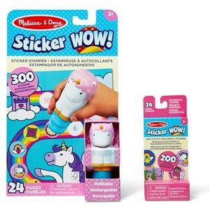 Melissa & Doug Sticker Wow Eenhoorn Pakket: 24-zijdig activiteitenblok, stickerstempel, 500 stickers, verzamelfiguur en fidget-speelgoed voor kunstwerken