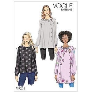 Vogue patronen 9206 E5, mist top en tuniek, maten 14-22, Tissue, veelkleurig, 15 x 0,5 x 22 cm