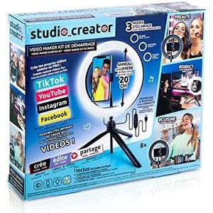 Canal Toys - Studio Creator Kit voor professionele videoproductie, led-lichtring, 3 modi, met statief, INF 019, wit