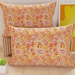 PETTI Artigiani Italiani - Paar kussenslopen 60 x 40 cm van microvezel, decoratief kussen voor slaapkamer, bank, woonkamer, set van 2 kussenslopen, oranje paisley 100% Made in Italy