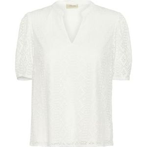 Cream Damesblouse kant V-hals korte mouwen regular fit band kraag, Sneeuwwitje, 40