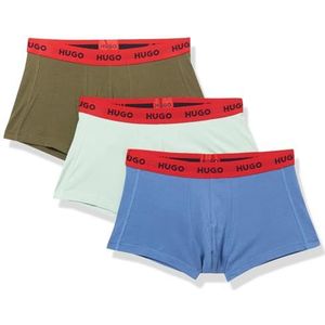 HUGO 3 Pack Bold Logo Cotton Stretch Trunks, mint/army/blue, XL