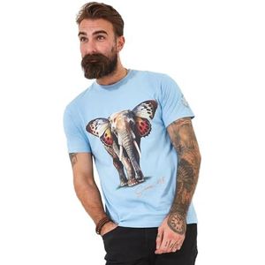 Joe Browns Heren Butterfly Ears Elephant Graphic T-shirt met korte mouwen en ronde hals, blauw, L, Blauw, L