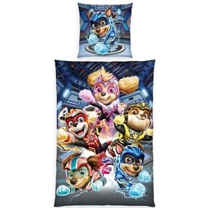 Herding Beddengoedset Paw Patrol De Mighty bioscoop, hoofdkussensloop 80 x 80 cm, met ritssluiting en omkeerbaar motief, dekbedovertrek 135 x 200 cm, met ritssluiting, 100% katoen renforcé