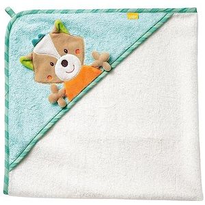 Fehn 071283 Kapuzenbadetuch Sleeping Forest – Bade-Poncho aus Baumwolle mit süßem Fuchs für Babys und Kleinkinder ab 0+ Monaten – Maße: 80 x 80 cm
