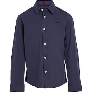 Tommy Hilfiger Solid Stretch Poplin Shirt L/S Casual Kinderhemden, blauw (Twilight Navy), 5 Jaren