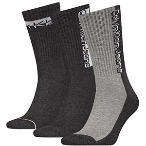 Calvin Klein Heren Crew Sock Calvin Klein Jeans Athleisure Men's Crew Socks 3 Pack, dark grey melange, One Size