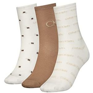 Calvin Klein Lurex Gift Box Casual sokken voor dames, verpakking van 3 stuks, Camel Combo, One Size