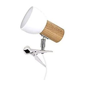 Homemania Bureaulamp Ren – bureau, nachtkastje – hout, wit, metaal, hout, stof 14 x 9 x 15 cm