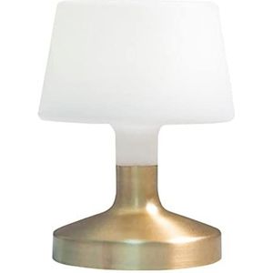 Tafellamp, touch-design, draadloos, voet van verguld staal, LED, warm wit/wit, dimbaar, hoogte 21 cm