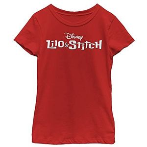Disney Lilo & Stitch Basic Logo Girl's Solid Crew Tee, Rood, XS, Rot, XS