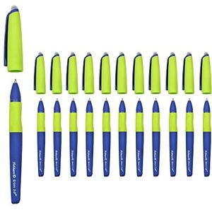 Pelikan Erase 2.0 Ergonomische uitwisbare rollerbalpen, blauwe inkt, voor rechts- en linkshandigen, voor school, blauwe vulling, navulbaar, 12 stuks