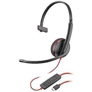 Poly Blackwire 3210 bedrade headset - Ruisonderdrukkende microfoon - Ontwerp met één oor - Aansluiten op pc/Mac via USB-C of USB-A - Werkt met Teams, Zoom