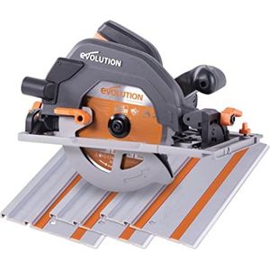 Evolution Power Tools R185CCSX cirkelzaag met rail en TCT-zaagblad voor meerdere materialen, zaagt staal, aluminium, hout en meer, 185 mm