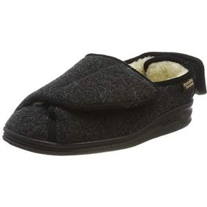 Manitu Lage pantoffels voor dames, zwart, 44 EU