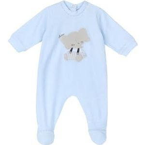 Chicco Rompertje van chenille met voet, pyjama voor jongens en meisjes, Lichtblauw, 0 Maanden
