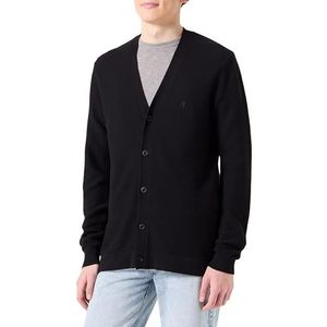 Replay Heren Regular fit gebreid vest van katoen met knoopsluiting, 098 Black, M