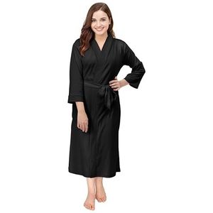 NY Threads Damesjas, luxe lichtgewicht gebreide kimono-gewaden voor vrouwen, casual lichte badjas voor nachtkleding en loungewear, Zwart, M