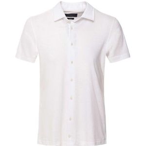 Hackett London Heren Katoen/Linnen Jersey Ss Shirt, Wit, 3XL