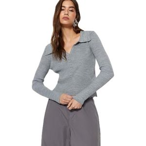 Trendyol FeMan Regular fit Basic Polo Neck Knitwear Trui, Lichtgrijs, S, Lichtgrijs, S