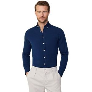 Hackett London Denim overhemd met textuur voor heren, blauw (marine), S, Blauw (zwart), S