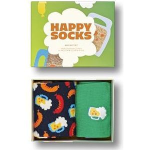 Happy Socks Beers Gift Set, Kleurrijke en Leuke, Sokken voor Dames en Heren, Groente-Blauw-Oranje 2 paar (41-46)