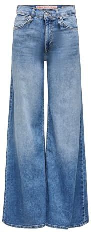 ONLCalifornia - Stretchbroek - Effen - Denim - Heavy Washed - Wide Leg