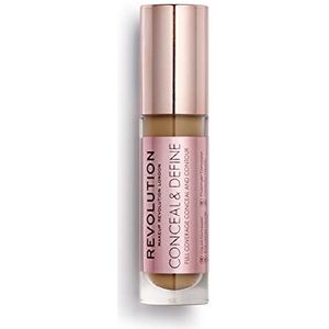 Revolution Beauty, Conceal en Define Foundation, Lichtgewicht, Langhoudend, Volledige Dekking Gezichtsmake-up, F12.5