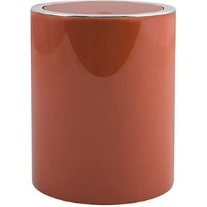 MSV Badkamerserie ""ASPEN"" - Design badkamer afvalemmer met pedaal en kanteldeksel Ø 6 liter (H x H): ca. 18,5 x 26 cm, terracotta rood