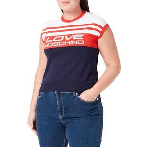 Love Moschino Dames Mouwloos Tank Top, Blauw Rood Wit, 42, blauw/rood/wit., 42
