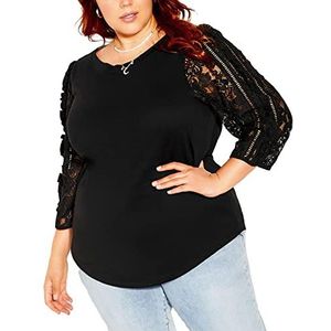 CITY CHIC Dames Plus Size Top Soft Bay Jurk Shirt, Zwart, 46 grote maten