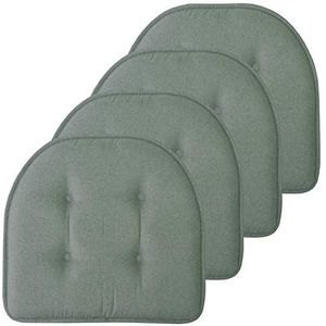 Sweet Home Collection Stoel Kussen Memory Foam Pads Tufted Slip Non Skid Rubber Terug U-vormige 17 ""x 16"" Seat Cover, Scuba Green 4 Count