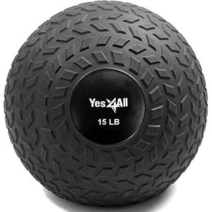 Yes4All D297 Slam Ball van 6,8 kg voor kracht- en crossfit-training - Slam Medicine Ball (6,8 kg, zwart)